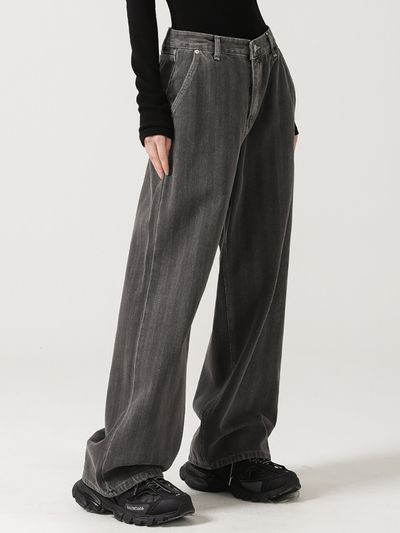 AVANDRESS Herringbone Wide Pants_Charcoal