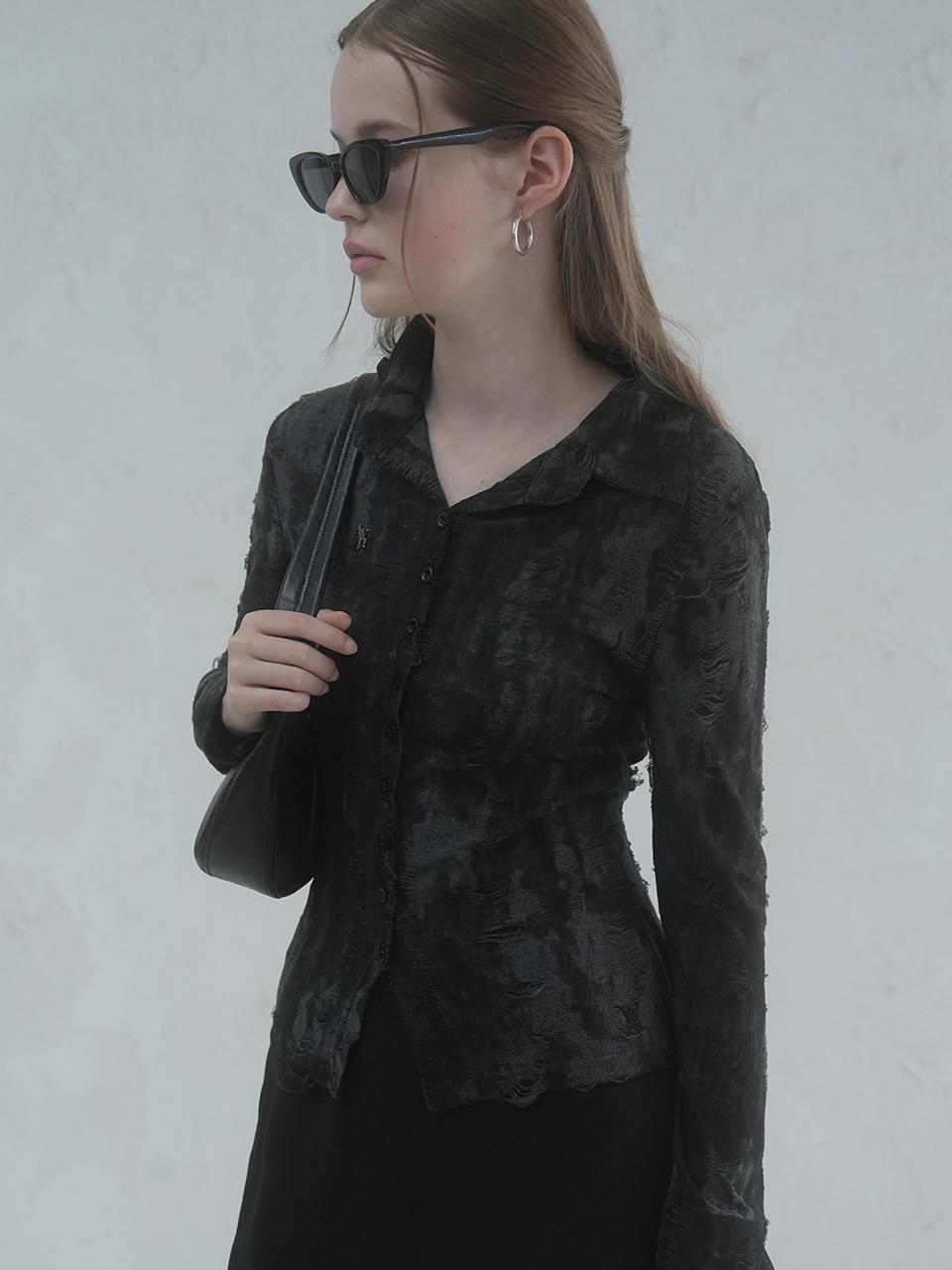 AVANDRESS Kar Collar Long Sleeve Slim Fit T-Shirt [BLACK]