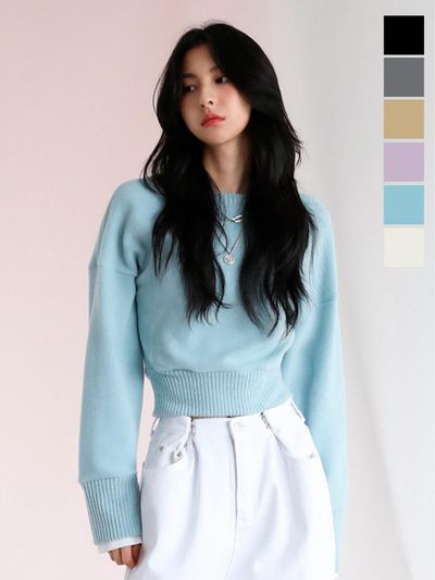 AVANDRESS Layered Cropped Knit Sweater