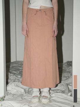 AVANDRESS Line Cargo Adjustable Waist Maxi Skirt [Black, Pink]