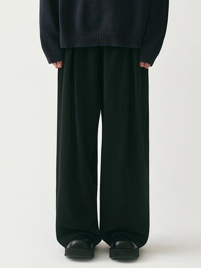 AVANDRESS Pintuck Wide Pants [Beige]