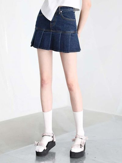 AVANDRESS Pleated Cotton Mini Skirt- 4COL