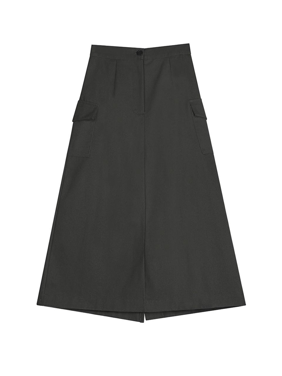 AVANDRESS Pocket Long Banding Maxi Skirt [Charcoal]