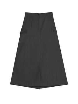 AVANDRESS Pocket Long Banding Maxi Skirt [Charcoal]