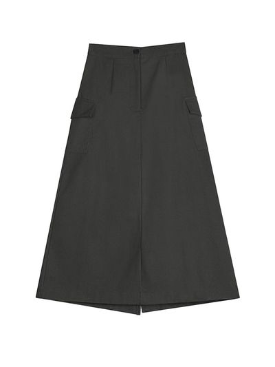 AVANDRESS Pocket Long Banding Maxi Skirt [Charcoal]