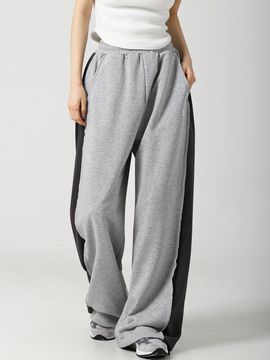 AVANDRESS Side-color Wide Fit Cotton-Polyester Pants- 2COL