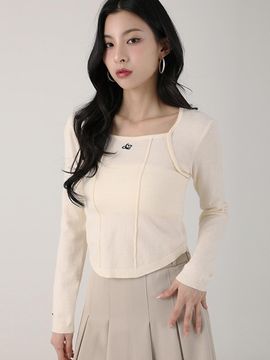 AVANDRESS Square Neck Crop Long Sleeve Sweater- 6COL