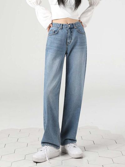 AVANDRESS Straight Wide High Rise Denim [Light Blue]