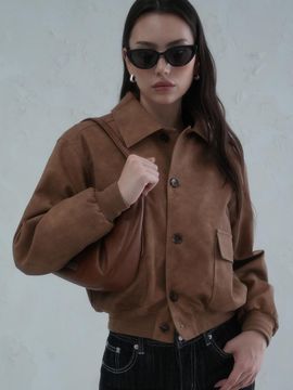 AVANDRESS Suede Western Relaxed Fit Jacket [CAMEL]