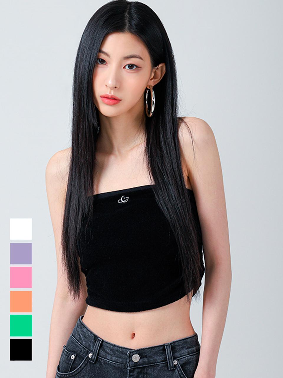 AVANDRESS Terry Cropped Embroidered Tank Top