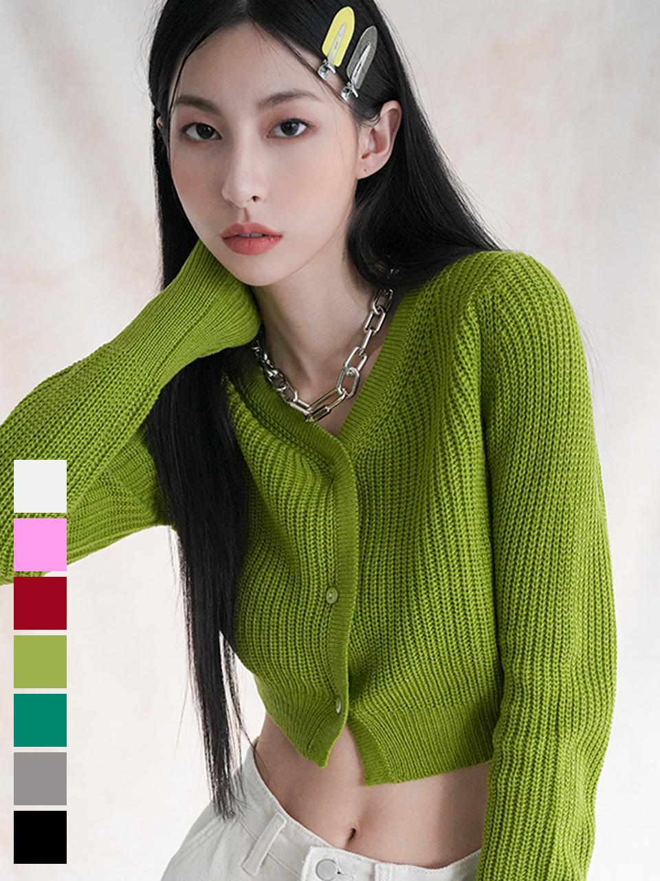 AVANDRESS V-neck Cropped Acrylic Cardigan