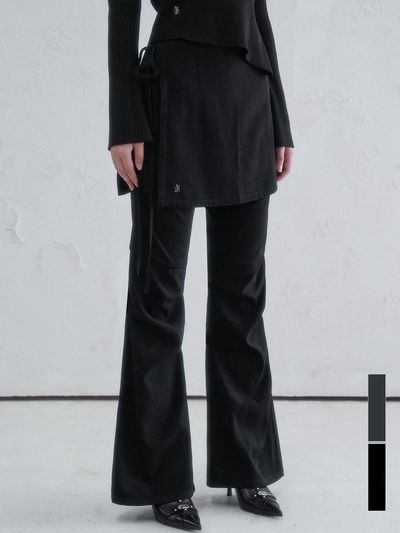 AVANDRESS Wrap Layered Polyester Straight Pants