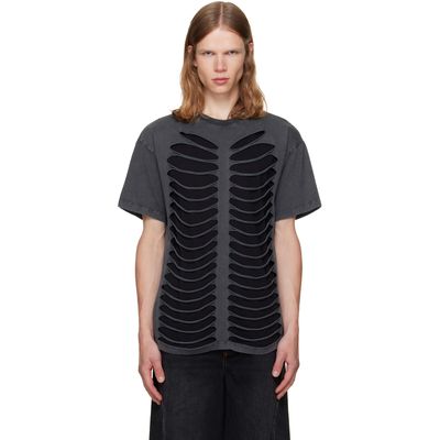 AVAVAV AVAVAV Gray & Black Tier Cut-Out Double Layer T-shirt