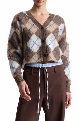 Avec Les Filles Avec Les Filles Argyle Jacquard Cardigan