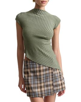 Avec Les Filles Avec Les Filles Asymmetric Ribbed Top