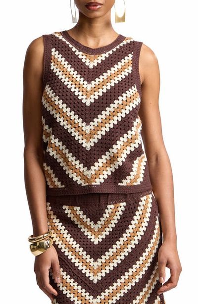 Avec Les Filles Avec Les Filles Chevron Crochet Sleeveless Top