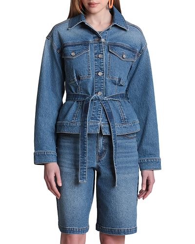 Avec Les Filles Avec Les Filles Cinched Back Denim Trucker Jacket