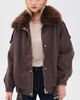Avec Les Filles Avec Les Filles Combo Collar Belted Hem Bomber Brown - 2