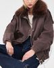 Avec Les Filles Avec Les Filles Combo Collar Belted Hem Bomber Brown - 3