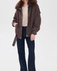 Avec Les Filles Avec Les Filles Combo Collar Belted Hem Bomber Brown - 6