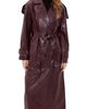Avec Les Filles Avec Les Filles Croc-Embossed Faux Leather Belted Maxi Trench Coat Dark Red - 1