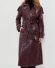 Avec Les Filles Avec Les Filles Croc-Embossed Faux Leather Belted Maxi Trench Coat Dark Red - 2
