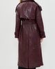 Avec Les Filles Avec Les Filles Croc-Embossed Faux Leather Belted Maxi Trench Coat Dark Red - 3