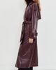 Avec Les Filles Avec Les Filles Croc-Embossed Faux Leather Belted Maxi Trench Coat Dark Red - 4
