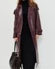 Avec Les Filles Avec Les Filles Croc-Embossed Faux Leather Belted Maxi Trench Coat Dark Red - 5