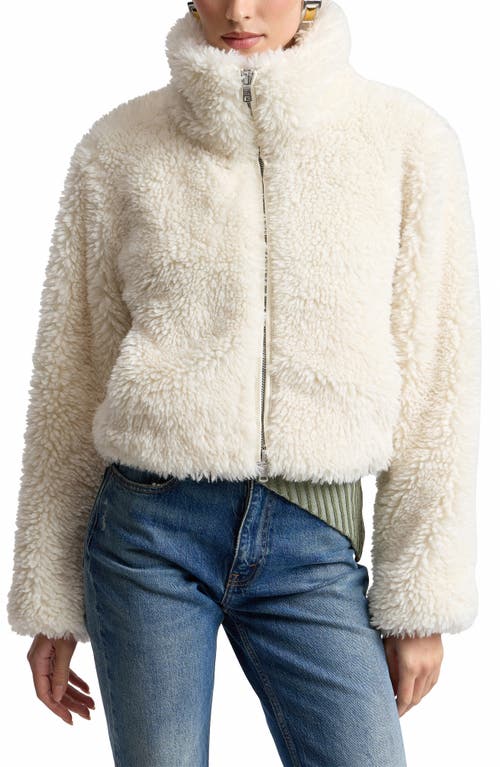 Avec Les Filles Avec Les Filles Crop Faux Shearling Zip Jacket