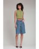 Avec Les Filles Avec Les Filles Denim Wide Leg Carpenter Cargo Shorts in Basilica Wash - 2