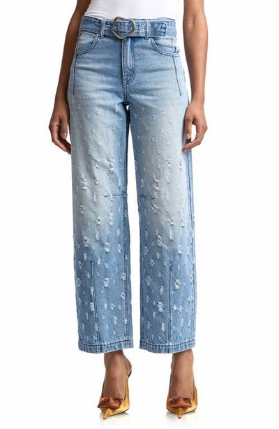 Avec Les Filles Avec Les Filles Distressed Darted High Waist Wide Leg Jeans