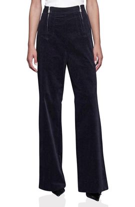 Avec Les Filles Avec Les Filles Double Zipper Wide Leg Velvet Pants
