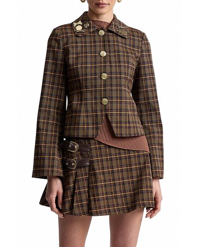 Avec Les Filles Avec Les Filles Embellished Collar Bell Sleeve Jacket
