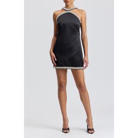 Avec Les Filles Avec Les Filles Embellished Halter Neck Minidress