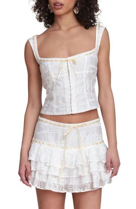 Avec Les Filles Avec Les Filles Embroidered Bustier Top