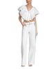 Avec Les Filles Avec Les Filles Embroidered Ruffle V Neck Crop Top - 2