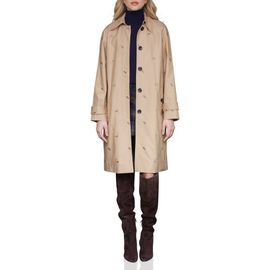 Avec Les Filles Avec Les Filles Equine Embroidered Cotton Blend Trench Coat