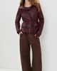 Avec Les Filles Avec Les Filles Faux-Ever Leather Basketweave Cropped Anorak Burgundy - 5