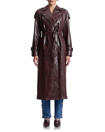 Avec Les Filles Avec Les Filles Faux Leather Belted Maxi Trench Coat