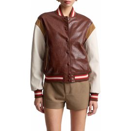 Avec Les Filles Avec Les Filles Faux Leather Varsity Bomber Jacket