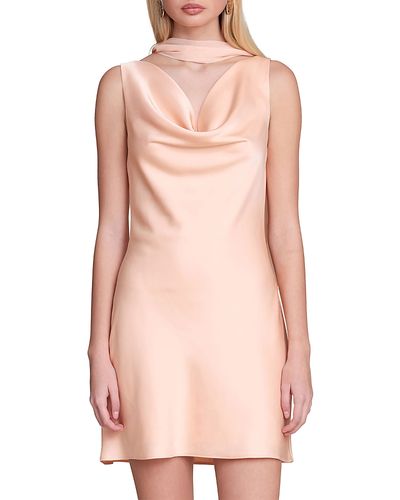 Avec Les Filles Avec Les Filles Floral Satin Scarf Tie Mini Dress