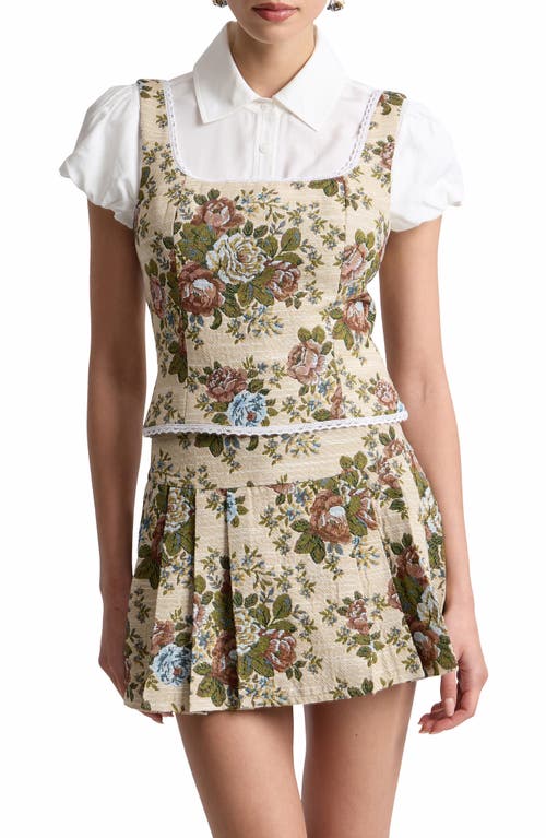 Avec Les Filles Avec Les Filles Floral Tapestry Lace Trim Shell