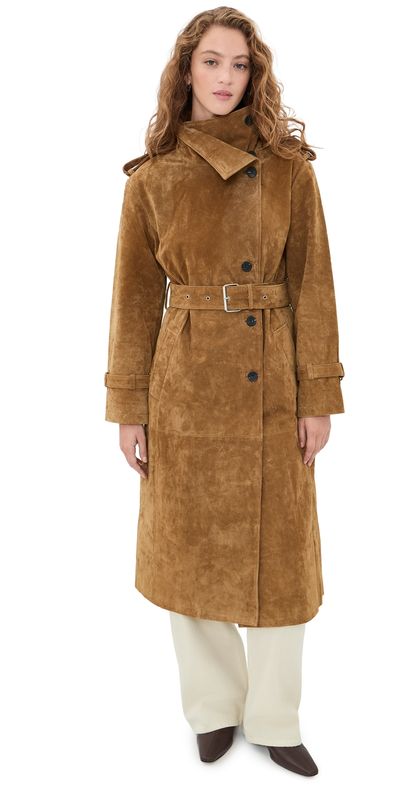 Avec Les Filles Avec Les Filles Funnel Neck Slouchy Trench Whiskey