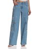 Avec Les Filles Avec Les Filles Jean Fleur High Rise Cutout Embroidered Wide Leg Jeans in Fleur Stamp Nikki Wash - 1