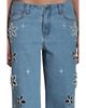 Avec Les Filles Avec Les Filles Jean Fleur High Rise Cutout Embroidered Wide Leg Jeans in Fleur Stamp Nikki Wash - 6