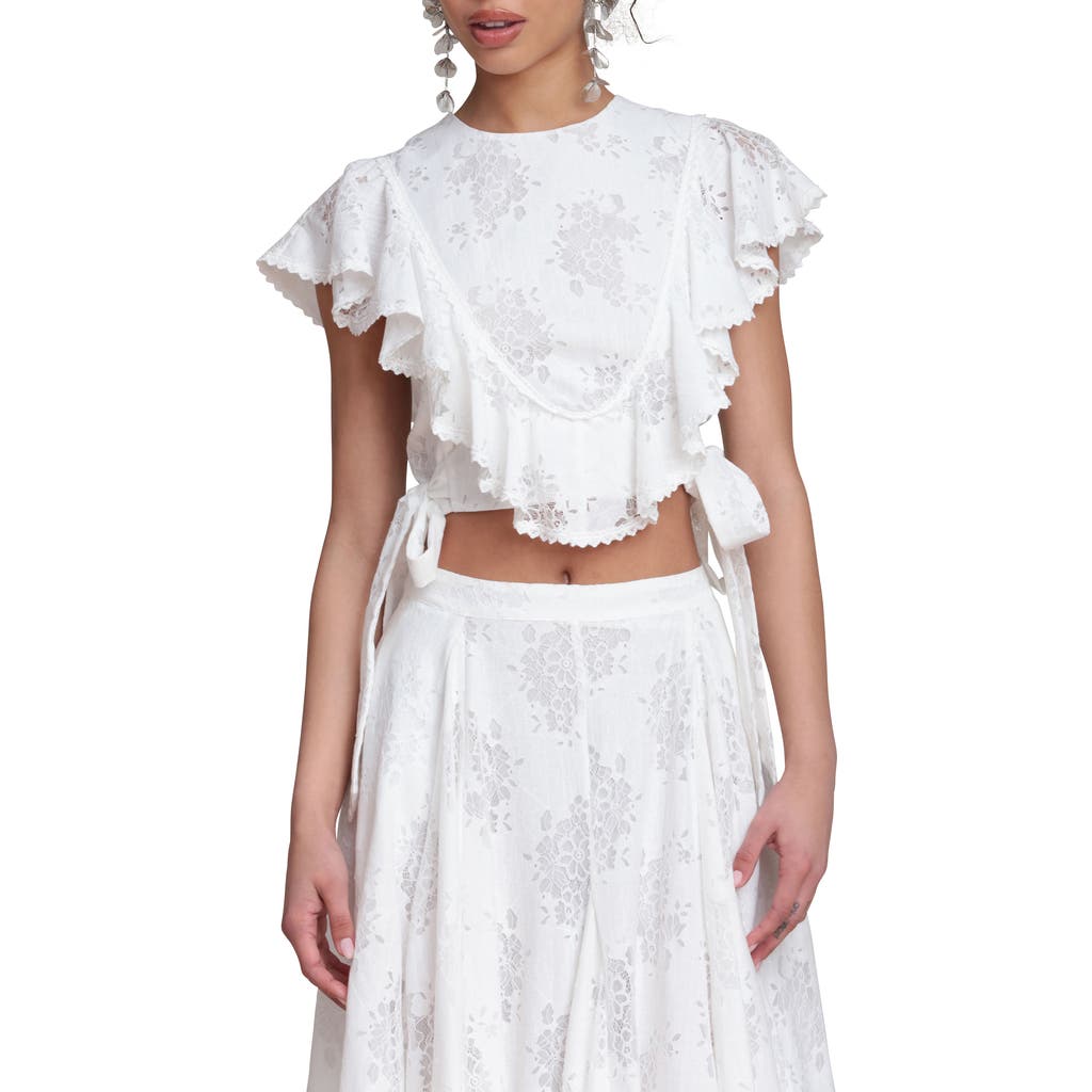 Avec Les Filles Avec Les Filles Lace & Ruffle Crop Top
