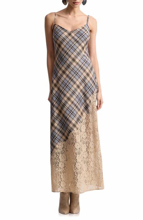 Avec Les Filles Avec Les Filles Lace Trim Bias Cut Maxi Dress