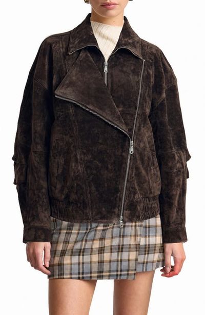 Avec Les Filles Avec Les Filles Layered Oversize Suede Jacket