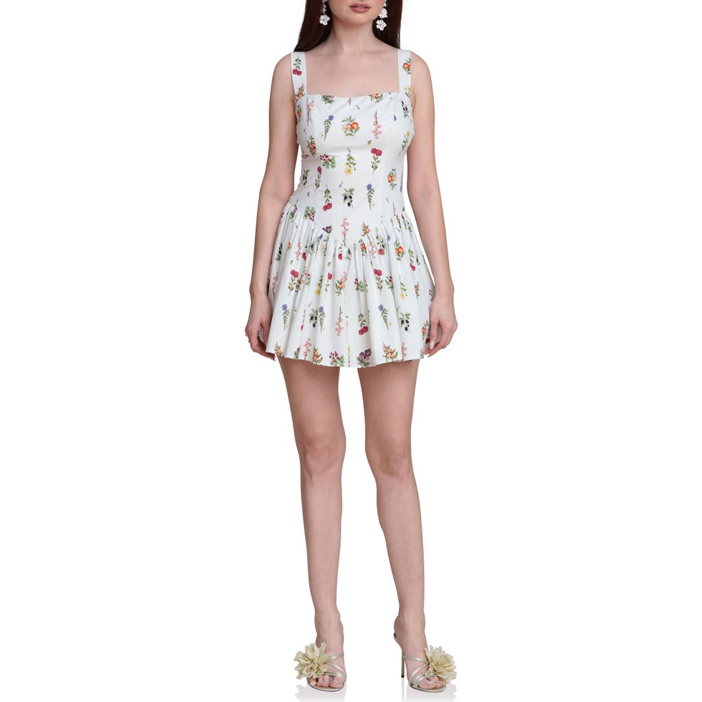 Avec Les Filles Avec Les Filles Lemon Print Stretch Cotton Minidress